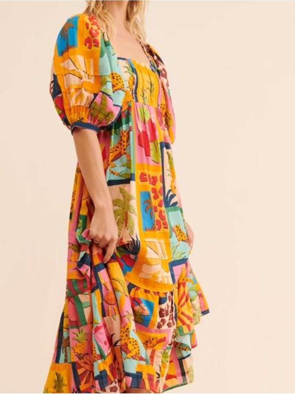 FARM Rio Tropical Collage Midi Dress